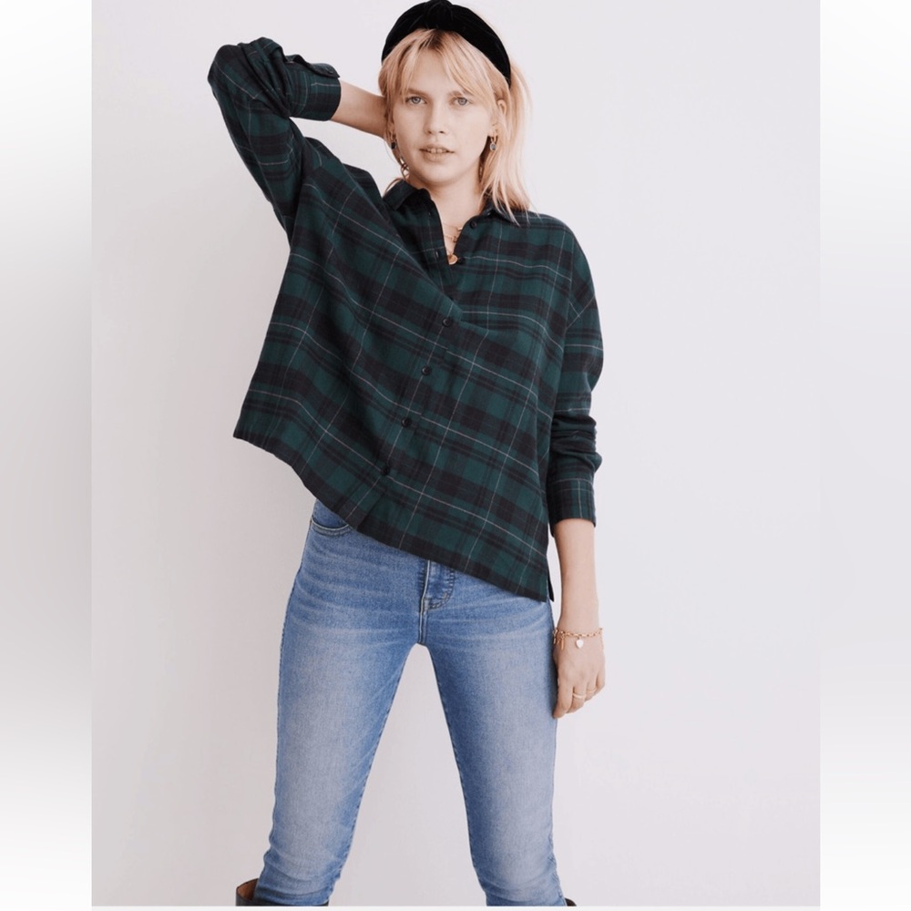 Madewell Westlake Flannel Shirt In Green Deveny Plaid